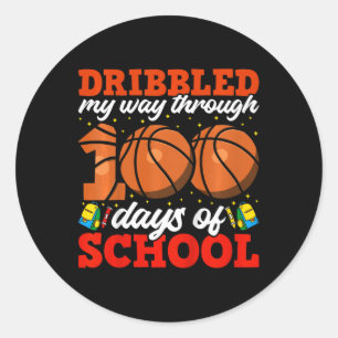 Kids 100th Day Of School Boys Basketball 100 Days Classic Round Sticker