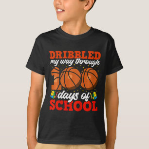 Kids 100th Day Of School Boys Basketball 100 Days  T-Shirt