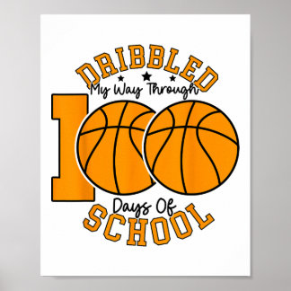 Kids 100th Day Of School Boys Bysketll 100 Days Of Poster