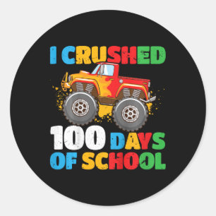 Kids 100th Day Of School Boys I Crushed 100 Days O Classic Round Sticker