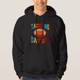 Kids 100th Day Of School Football Tackling Day 100 Hoodie