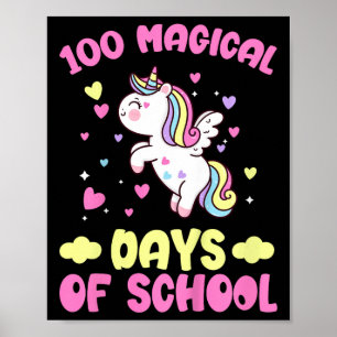 Kids 100th Day Of School Girls 100 Magical Days Of Poster
