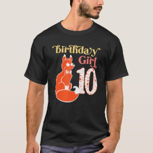 Kids 10 Year Old 10th Birthday Fox 10th Birthday T-Shirt