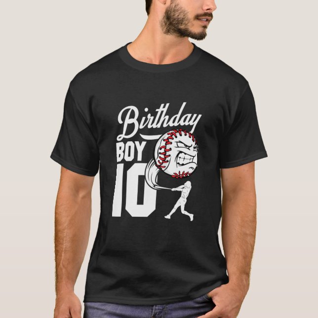 Kids 10 Year Old Baseball Birthday Party Theme 10T T-Shirt (Front)