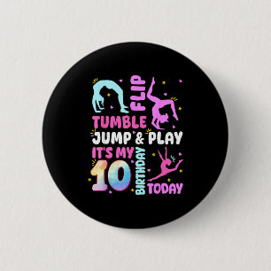 Kids 10 Year Old Bday Gymnast 10th Gymnastics Birt 6 Cm Round Badge