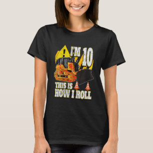 Kids 10 Year Old Birthday Bulldozer T-Shirt