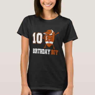 Kids 10 Year Old Dabbing Football 10th Birthday B T-Shirt