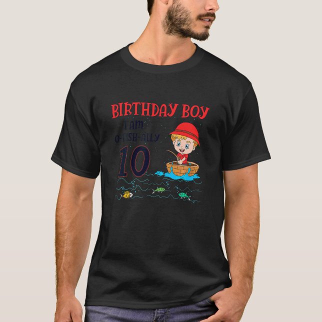 Kids 10 Year Old Little Fisherboy Fishing Children T-Shirt (Front)