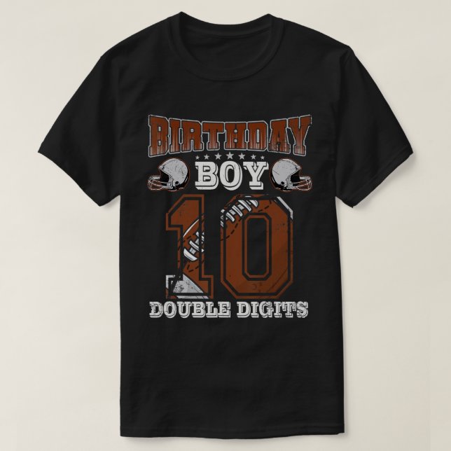 Kids 10 Yeas Old Gifts 10th Birthday Boys Football T-Shirt (Design Front)