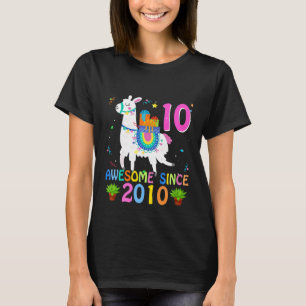 Kids 10 Yrs Old Alpaca Llama Awesome 2010 Girl 10t T-Shirt