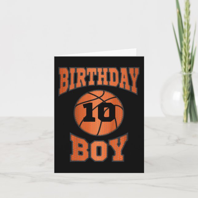 Kids 10th 10 ten years old happy birthday boy bask card (Front)