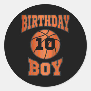 Kids 10th 10 ten years old happy birthday boy bask classic round sticker