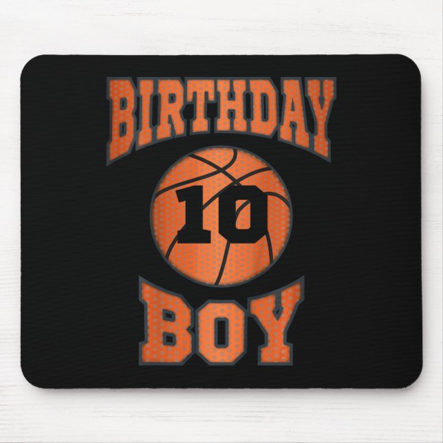 Kids 10th 10 ten years old happy birthday boy bask mouse mat (Front)