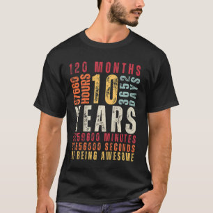 Kids 10th Birthday 10 Years Old Vintage Retro 120  T-Shirt