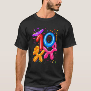 Kids 10th Birthday Balloon Animals Balloon Themed  T-Shirt