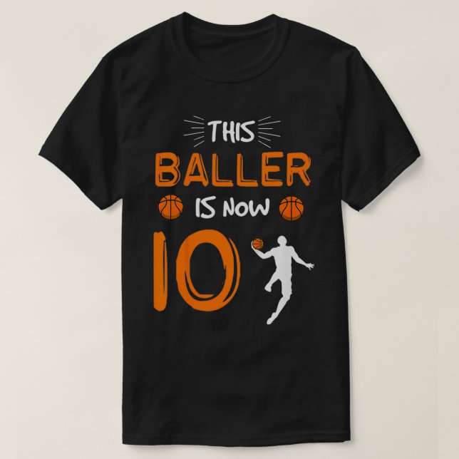 Kids 10th Birthday Basketball Gift  This Baller Is T-Shirt (Design Front)