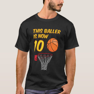 Kids 10th Birthday Basketball Hoop 10 Year Old Boy T-Shirt