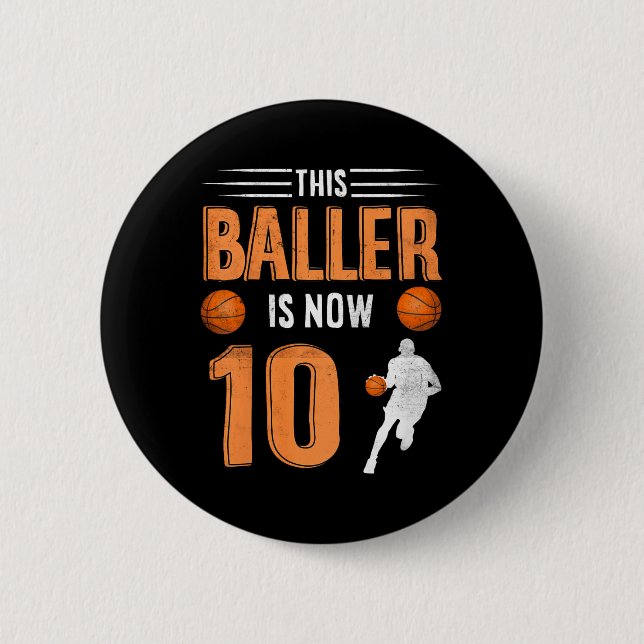 Kids 10th Birthday Basketball Player This Baller I 6 Cm Round Badge (Front)