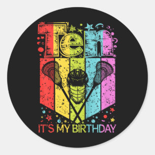 Kids 10th Birthday Boy Girl Ten 10 Year Old Lacros Classic Round Sticker