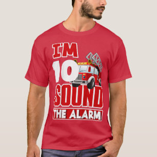 Kids 10th Birthday Boys 10 Years Fire Truck Firefi T-Shirt