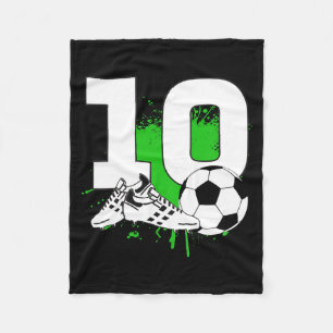 Kids 10th Birthday Boys 10 Years Soccer Football T Fleece Blanket