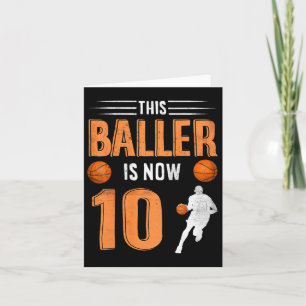 Kids 10th Birthday Bysketbyll Player This Byller I Card