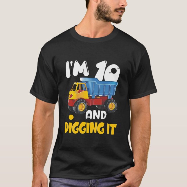 Kids 10Th Birthday Gift Construction Truck Party 1 T-Shirt (Front)