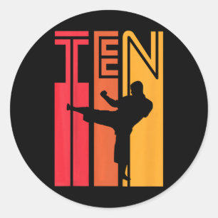 Kids 10th Birthday Gift Karate Retro Taekwondo Mar Classic Round Sticker