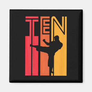 Kids 10th Birthday Gift Karate Retro Taekwondo Mar Magnet