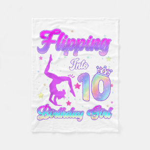 Kids 10th Birthday Girl Gymnastics 10 Year Old Fleece Blanket