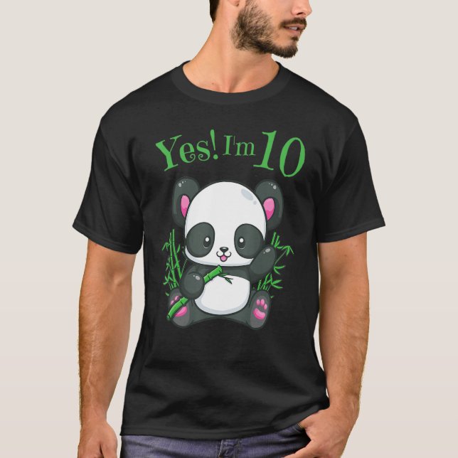 Kids 10th Birthday  Girls Panda  Birthday Outfit T-Shirt (Front)