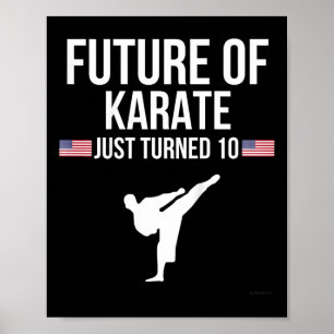 Kids 10th Birthday Karate T Shirt Gift For 10 Year Poster