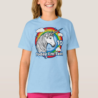 Kid's 10th Birthday Rainbow Unicorn Today I'm Ten T-Shirt
