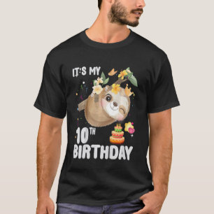 Kids 10th Birthday Sloth Girl Party Cute Sloth 10 T-Shirt