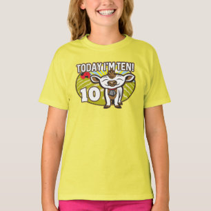 Kid's 10th Birthday Today I'm Ten! Cute Cow T-Shirt