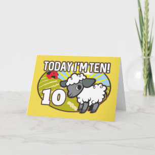 Kid's 10th Birthday Today I'm Ten! Cute Lamb Card