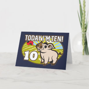 Kid's 10th Birthday Today I'm Ten! Cute Pig Card