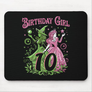 Kids 10th Birthday Witch Pink And Green 10 Year Ol Mouse Mat