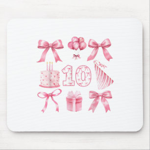 Kids 10th Coquette Birthday Party Ten Years Old Gi Mouse Mat