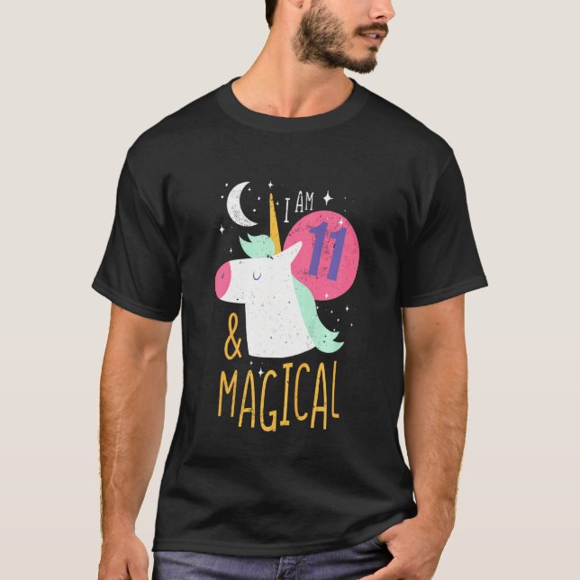 Kids 11 And Magical Girl Eleventh Birthday Party C T-Shirt (Front)