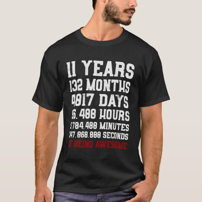 Kids 11 Years Of Being Awesome Shirt 11Th Birthday (Front)