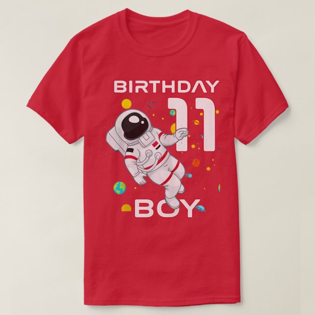 Kids 11th Birthday Astronaut 11 Year Old Birthday  T-Shirt (Design Front)