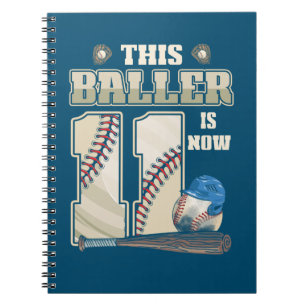 Kids 11th Birthday Baseball Boy Eleven Year Old Notebook