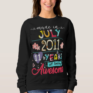 Kids 11th Birthday Floral   For Girls Born In July Sweatshirt
