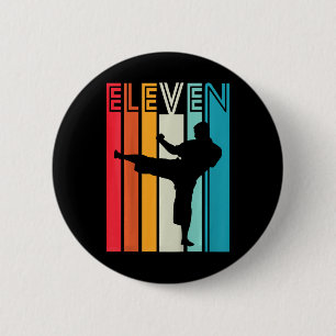 Kids 11th Birthday Gift Karate Retro Taekwondo Mar 6 Cm Round Badge