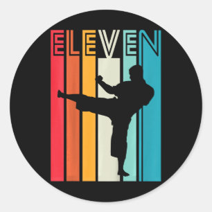 Kids 11th Birthday Gift Karate Retro Taekwondo Mar Classic Round Sticker