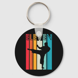 Kids 11th Birthday Gift Karate Retro Taekwondo Mar Key Ring