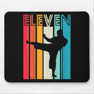 Kids 11th Birthday Gift Karate Retro Taekwondo Mar Mouse Mat