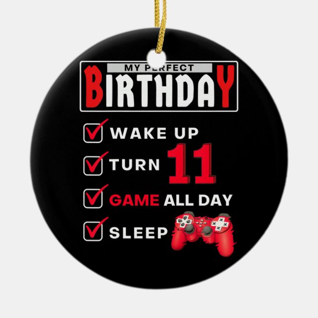 Kids 11th Perfect Birthday Gaming 11 Years Old Ceramic Tree Decoration (Front)