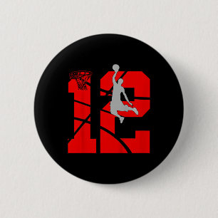 Kids 12 Year Old 12th Basketball Birthday PartyThe 6 Cm Round Badge